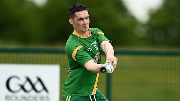 Ronan Kiernan of Carrickmacross bats during the 2020 Men’s Senior Rounders Final match between Carrickmacross and Glynn Barntown at the GAA centre of Excellence in Abbotstown, Dublin. Photo by Harry Murphy/Sportsfile.