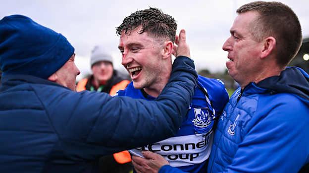 Sarsfields' Jack O'Connor celebrates after the AIB All-Ireland Club SHC Semi-Final win over Slaughtneil. Photo by Piaras Ó Mídheach/Sportsfile