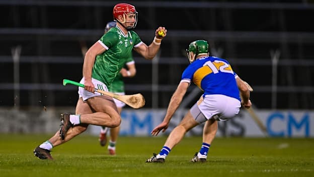 Colin Coughlan, Limerick, Noel McGrath, Tipperary, in Allianz Hurling League action. Photo by Piaras Ó Mídheach/Sportsfile