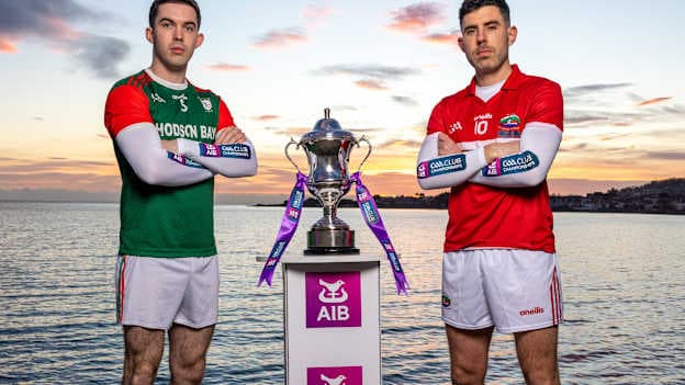 Pictured are AIB ambassadors Michael Geaney (Dingle) and Ruaidhrí Fallon (St Brigid’s) ahead of the AIB GAA Football All-Ireland Senior Club Championship Final between Dingle and St Brigid’s. The eagerly anticipated AIB GAA All-Ireland Senior Club Championship finals will provide a fitting culmination to a season of thrilling encounters, nail-biting action, and sensational skill on Sunday, January 18th in Croke Park.Mandatory Credit ©INPHO/Morgan Treacy.