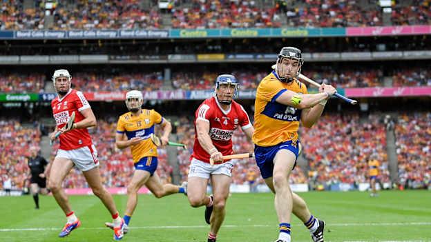 Tony Kelly of Clare during the 2024 GAA Hurling All-Ireland Senior Championship Final between Clare and Cork at Croke Park in Dublin. Photo by Stephen McCarthy/Sportsfile.