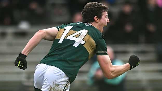 Tomás Kennedy of Kerry celebrates after scoring his side's first goal during the Allianz Football League Division 1 match between Kerry and Roscommon at Fitzgerald Stadium in Killarney, Kerry. Photo by Tyler Miller/Sportsfile.