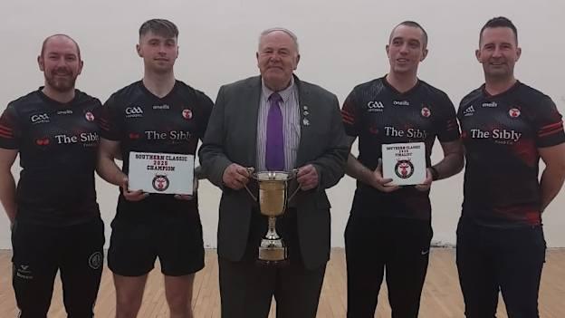 From left: John 'Bosco' Hurley, David Walsh (Southern Classic champion), Michael Jordan (who donated the cup), Robbie McCarthy (runner-up) and Brendan Fleming (The Sibly, sponsor).