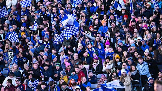 Arva supporters during the 2024 AIB GAA Football All-Ireland Junior Club Championship final match between Arva of Cavan and Listowel Emmets of Kerry at Croke Park in Dublin. Photo by Piaras Ó Mídheach/Sportsfile.