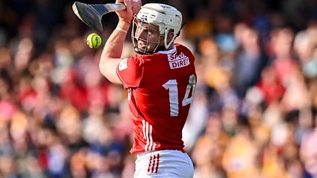 Patrick Horgan of Cork scores a point from a free during the Allianz Hurling League Division 1A match between Clare and Cork at Zimmer Biomet Páirc Chíosóg in Ennis, Clare. Photo by Piaras Ó Mídheach/Sportsfile.