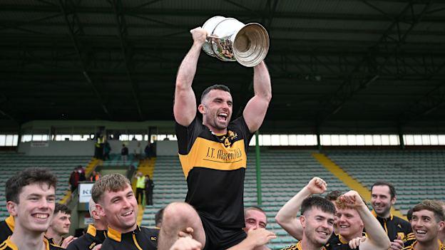 Dr Crokes captain David Naughten lifts the Michael O'Connor cup after the Kerry Senior Club Football Championship final between Dingle and Dr Crokes at Austin Stacks Park in Tralee, Kerry. Photo by Brendan Moran/Sportsfile.