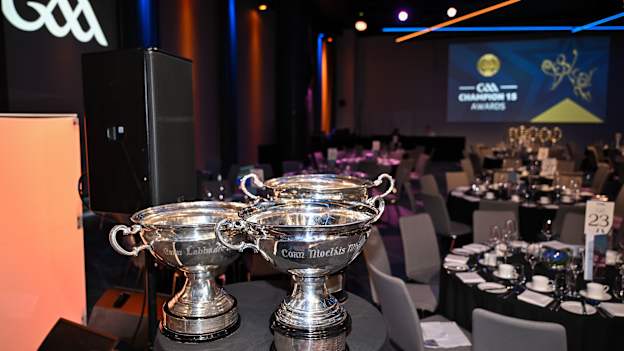 A general view of the Christy Ring, Nickey Rackard, and Lory Meagher Cups. 