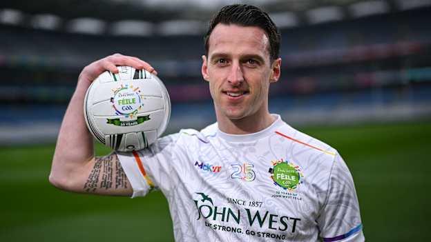Tyrone footballer Niall Morgan pictured at the launch of John West Féile 2025, marking 10 years of sponsorship by the company of the competition at Croke Park. Photo by David Fitzgerald/Sportsfile