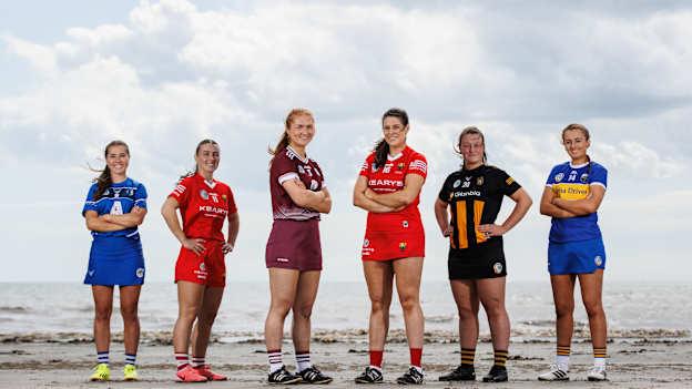 Laois’ Liadan C Fennell, Cork’s Lauren Homan, Galway’s Roisin Black, Cork’s Molly Lynch, Kilkenny’s Cria Langton, and Tipperary’s Sinead Meagher pictured ahead of the Glen Dimplex All-Ireland Camogie finals.