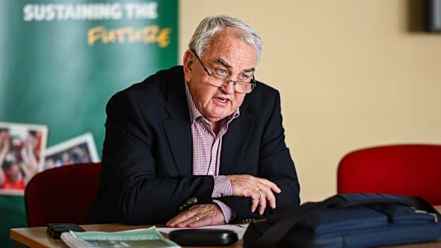 Nickey Brennan, Workgroup chair, speaking during the Leinster GAA Hurling Championship review workgroup media briefing at the Leinster GAA Offices in Portlaoise, Laois. Photo by Seb Daly/Sportsfile.