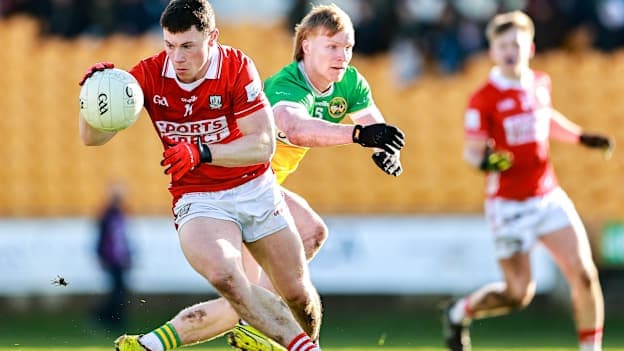 Mark Cronin of Cork in action against Cormac Egan of Offaly during the Allianz Football League Division 2 match between Offaly and Cork at Glenisk O'Connor Park in Tullamore, Offaly. Photo by Thomas Flinkow/Sportsfile