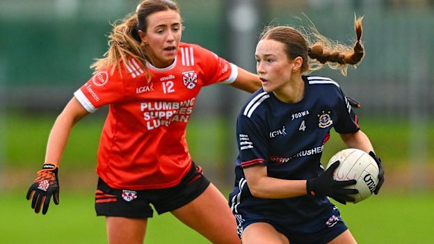 Kilkerrin-Clonberne's  Niamh Divilly in AIB All-Ireland Club Senior Semi-Final action against Clann Éireann's Tiarna Grimes. Photo by Shauna Clinton/Sportsfile