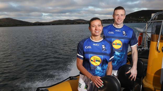 Ciara Murphy and Shane Ryan pictured at the launch of the Lidl Comórtas Peile Páidí Ó Sé 2024.