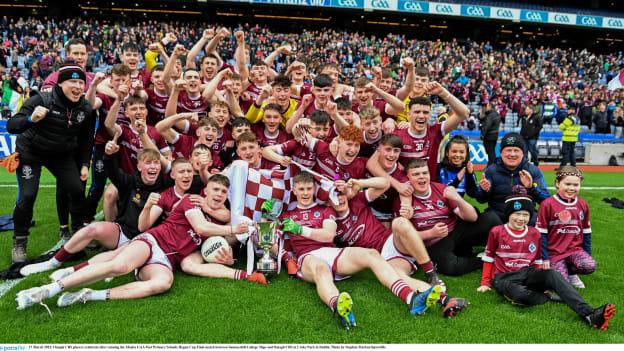 Omagh CBS won the 2023 Hogan Cup Final at Croke Park. Photo by Stephen Marken/Sportsfile