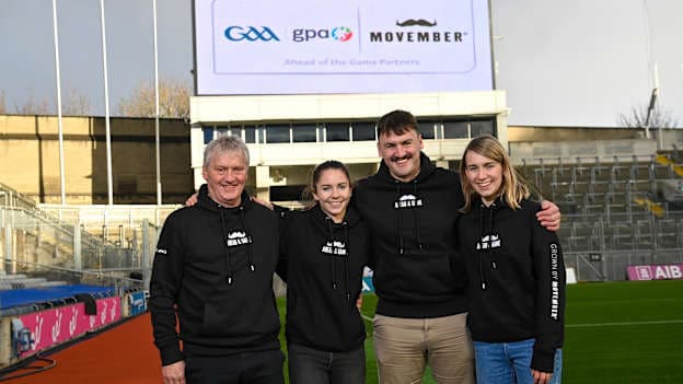 Movember partners with the GAA and the GPA to launch the ‘Movember Ahead of the Game’ campaign at Croke Park in Dublin. In attendance are Ahead of the Game facilitators, from left, Iggy Clarke, Saoirse McCarthy, Domhnall Nugent, and Mary Kate Lynch. Photo by David Fitzgerald/Sportsfile.