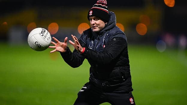 Derry manager Ciarán Meenagh before the Bank of Ireland Dr McKenna Cup semi-final match between Derry and Donegal at Celtic Park in Derry. Photo by Ben McShane/Sportsfile.
