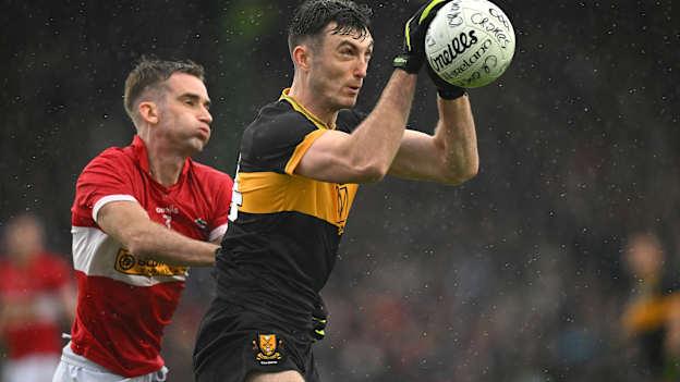 David Shaw, Dr Crokes, andC onor O'Sullivan, Dingle, in Kerry SFC Final action at Austin Stack Park. Photo by Brendan Moran/Sportsfile
