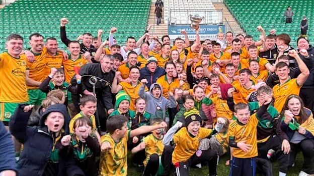 Ballinamore players and supporters celebrate after the Leitrim SFC Final. Photo courtesy of Leitrim GAA.