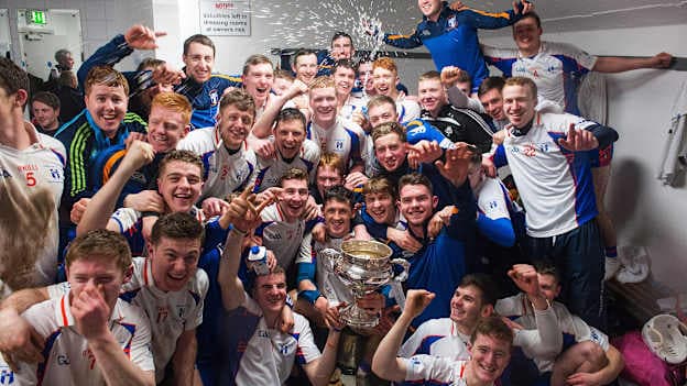 Mary Immaculate College Limerick, celebrate with the cup in the dressing room after the game. Independent.ie Fitzgibbon Cup Final, Mary Immaculate College Limerick v University of Limerick, Cork IT, Cork. Picture credit: Eóin Noonan / SPORTSFILE.