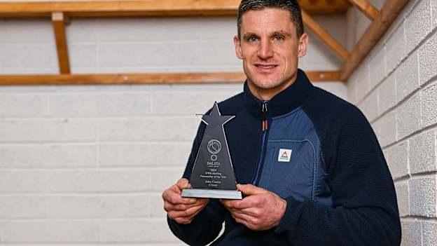 John Conlon of Clare with his GWA Hurling Personality of the Year award at the Gaelic Writers Association Awards, supported by the Dalata Hotel Group, at the Iveagh Garden Hotel in Dublin. Photo by Brendan Moran/Sportsfile.