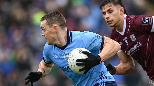 Con O'Callaghan, Dublin, and Seán Fitzgerald, Galway, in Allianz Football League action earlier this year. Photo by Stephen McCarthy/Sportsfile