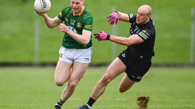 Matthew Costello, Meath, and Ché Cullen, Fermanagh, in Allianz Football League action. Photo by Tyler Miller/Sportsfile