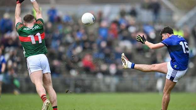Dylan Geaney kicks a score for Kerry against Mayo in the Allianz Football League. Photo by David Fitzgerald/Sportsfile