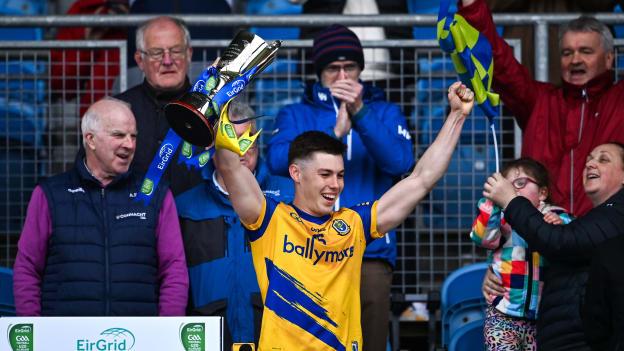 Roscommon captain Bobby Nugent lifts the cup after the Connacht GAA Football U20 Championship final match between Roscommon and Galway at Hastings Insurance MacHale Park in Castlebar, Mayo. Photo by Ben McShane/Sportsfile