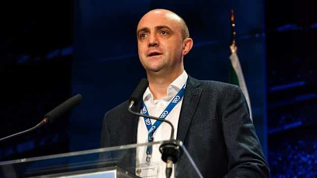 Colm Cummins speaking at the GAA's Annual Congress in 2020. Photo by Piaras Ó Mídheach/Sportsfile