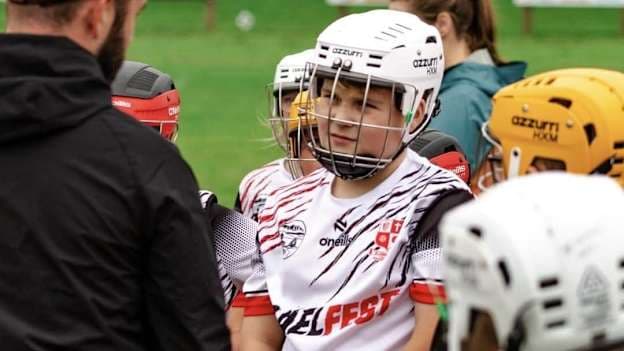 Young St. Aidan's Magilligan hurlers participating in their recent Gaelfast summer camp. 