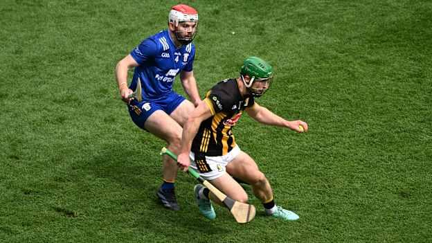 Martin Keoghan, Kilkenny, and Conor Leen, Clare, in action during the 2024 All-Ireland SHC Semi-Final at Croke Park. Photo by Daire Brennan/Sportsfile