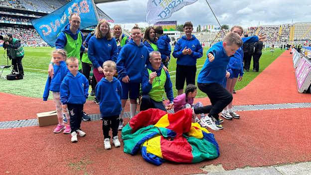Members of the Ratoath Rockets pictured at Croke Park after playing in an exhibition game at half-time of the 2024 All-Ireland SFC quarter-final between Donegal and Louth. 