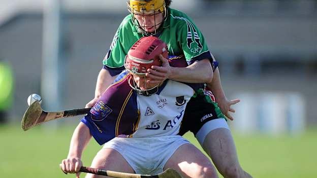 Kieran Morris, University of Limerick, in action against Paul Browne, Limerick IT, in the 2011 Fitzgibbon Cup Final. Picture credit: Matt Browne / SPORTSFILE.