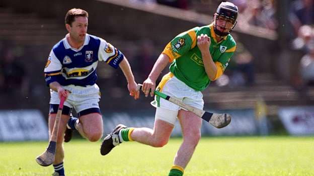 John Donoghue, Meath, and John O'Sullivan, Laois, in action during the 2001 Leinster SHC. Photo by Ray McManus/Sportsfile