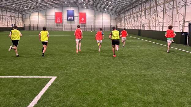 St. Oliver's Community School footballers train at the Sports Dome at 7.30am before classes begin. 