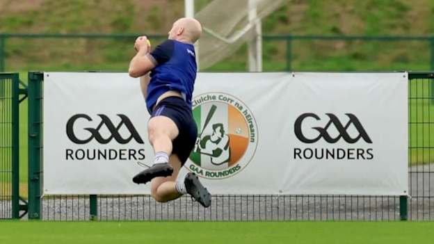 Breaffy's Colm Jordan makes a spectacular catch in the GAA Rounders Senior Mixed All-Ireland Final. 