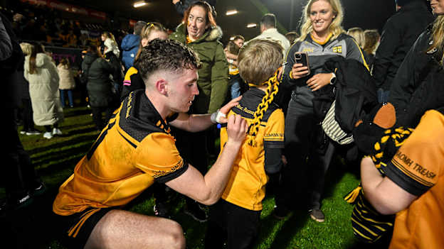 Eoin McElholm of Loughmacrory signs autographs after the Tyrone County Senior Club Football Championship final match between Loughmacrory and Trillick at O'Neills Healy Park in Omagh, Tyrone. Photo by Oliver McVeigh/Sportsfile.