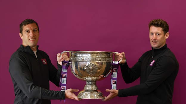 Former Kerry and Mayo footballers, David Moran and David Clarke, pictured ahead of the 2026 All-Ireland SFC Final.
