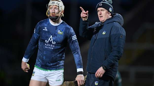Cian Lynch and John Kiely pictured before Limerick's Allianz Hurling League Division 1A game against Cork in March. Photo by Brendan Moran/Sportsfile