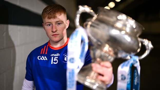 Mary Immaculate College forward Shane Meehan pictured with the Electric Ireland Fitzgibbon Cup. Photo by Piaras Ó Mídheach/Sportsfile