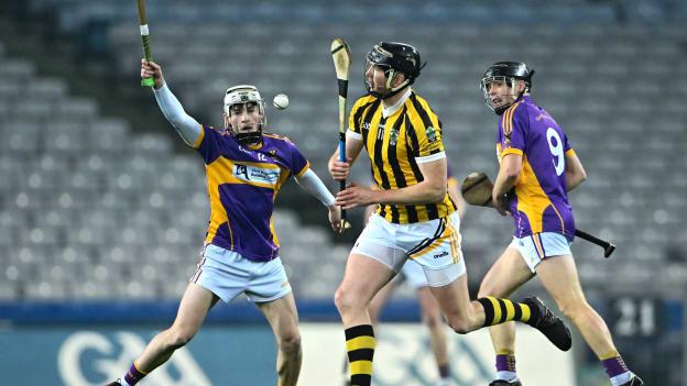 Walter Walsh, Tullogher Rosbercon, and Seán O'Donoghue, St Catherine's, in AIB All-Ireland Club JHC Final action at Croke Park. Photo by Piaras Ó Mídheach/Sportsfile