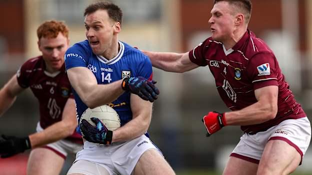 Gearoid McKiernan of Cavan in action against Westmeath players, from left, Ronan Wallace and Conor Dillon during the Allianz Football League Division 2 match between Westmeath and Cavan at TEG Cusack Park in Mullingar, Westmeath. Photo by Michael P Ryan/Sportsfile.