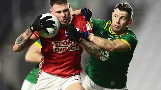 Sean Walsh, Cork, and Donal Keogan, Meath, in Allianz Football League Division Two action at SuperValu Páirc Uí Chaoimh. Photo by Michael P Ryan/Sportsfile
