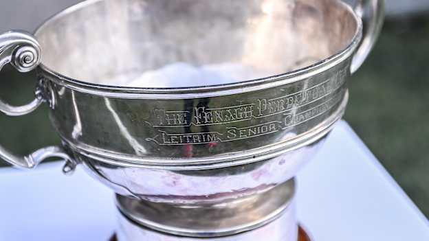 A general view of the Fenagh Cup before the 2023 Leitrim SFC final. Photo by Piaras Ó Mídheach/Sportsfile