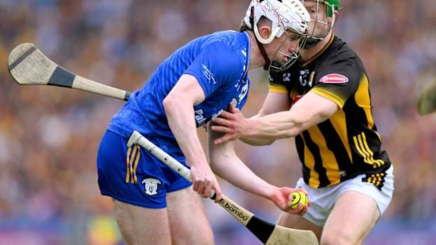 Adam Hogan, Clare, and Martin Keoghan, Kilkenny, in action at Croke Park. Photo by Ray McManus/Sportsfile