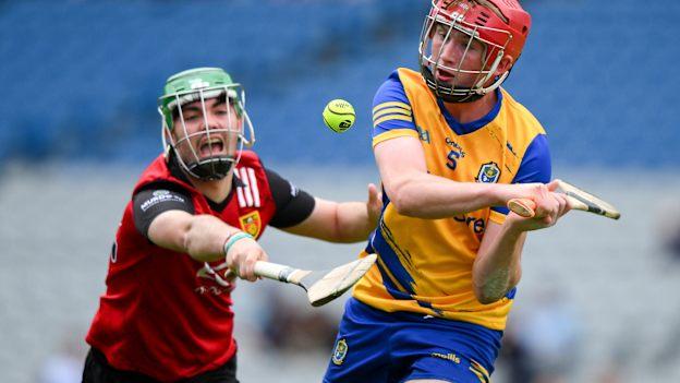 Micheál Hussey, Roscommon, and Tiernan Connolly, Down, in action during the All-Ireland U20B Championship Richie McElligott Cup final at Croke Park in Dublin. Photo by Ray McManus/Sportsfile
