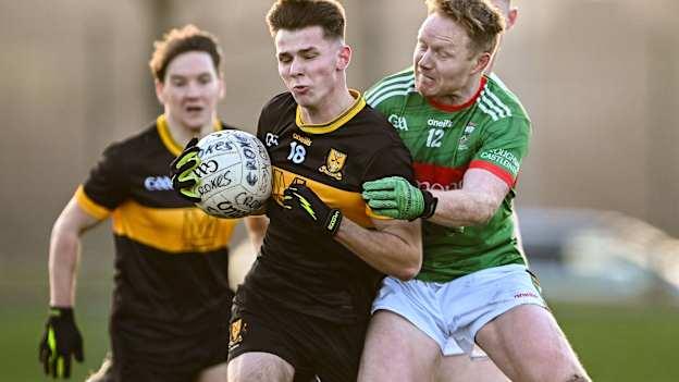 Maidhci Lynch of Dr Crokes in action against Eamon Connolly of Loughmore Castleiney during the AIB Munster GAA Senior Club Football Championship final match between Dr Crokes of Kerry and Loughmore Castleiney of Tipperary at Mallow GAA Grounds in Cork. Photo by Piaras Ó Mídheach/Sportsfile