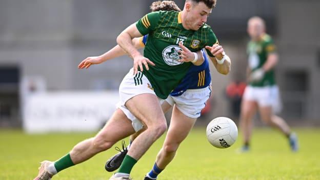 Jordan Morris, Meath, and Bryan Masterson, Longford, in Leinster SFC action. Photo by Ray McManus/Sportsfile