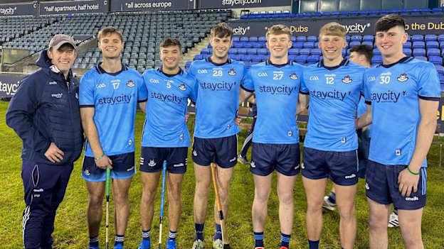 Brendan Kenny, third from left, pictured with fellow Kilmacud Crokes clubmen, Conal O'Riain, Ciaran Donovan, David Purcell, Eoin Keys, and David Lucey, who all featured on the Dublin U20 panel this year. 