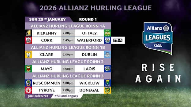 Sunday 25th January Allianz Hurling League